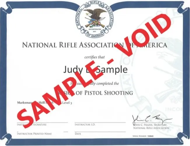 Basics of Pistol Shooting Course Certificate